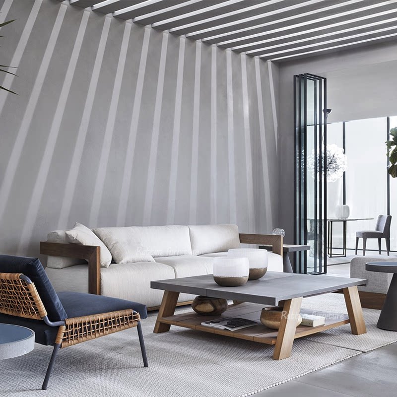 Solid Wood Villa-Like Inter-Plate Furniture High-end Outdoor Small Sofa Patio Courtyard Sales section Leisure Living room Sharfa chair combination-Taobao