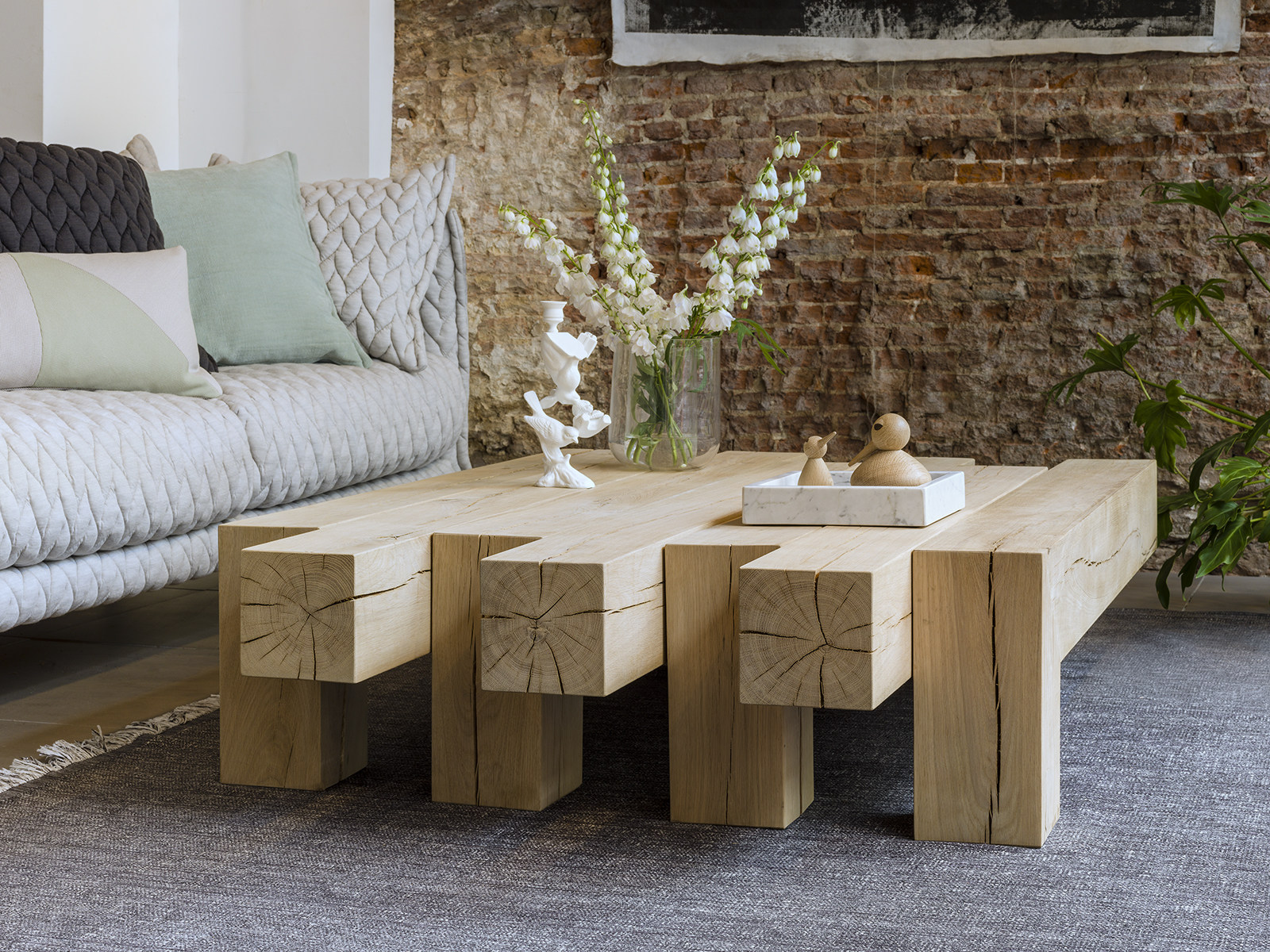 Nordic tea original ecological solid wood living room tea table special-shaped retro tea table simple designer personality furniture table creative