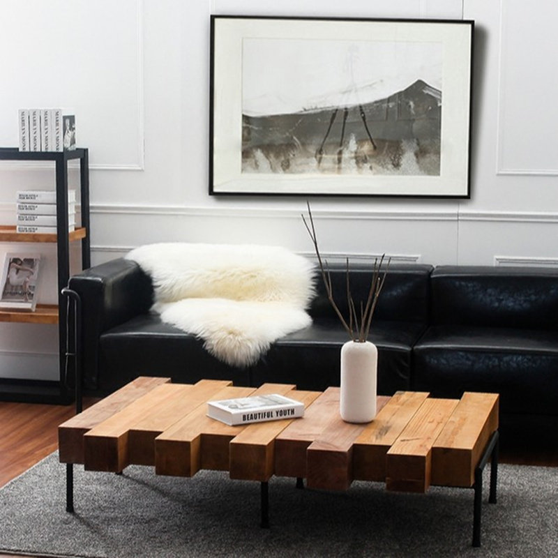 Nordic modern simple personality creative living room solid wood coffee table retro old industrial style log small tea table