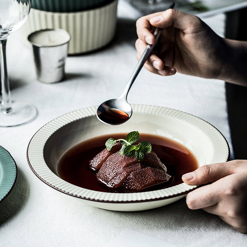 Plate Dishes Home Ins Nets Red Cutlery Hot Pot ceramic Western Dining Creativity Frosted 8 Inch Deep Broth Dish