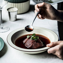 Plate Vegetable Dish Home Ins Nets Red Cutlery Hot Pot ceramic Western Dining Creativity Frosted 8 Inch Deep Soup Dish