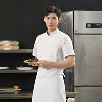 Качественный белый фартук, короткий рукав