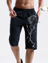 Quick-dry outside wear shorts mens loose summer ice silk ultra-thin fat increase Capri pants casual sweatpants dad