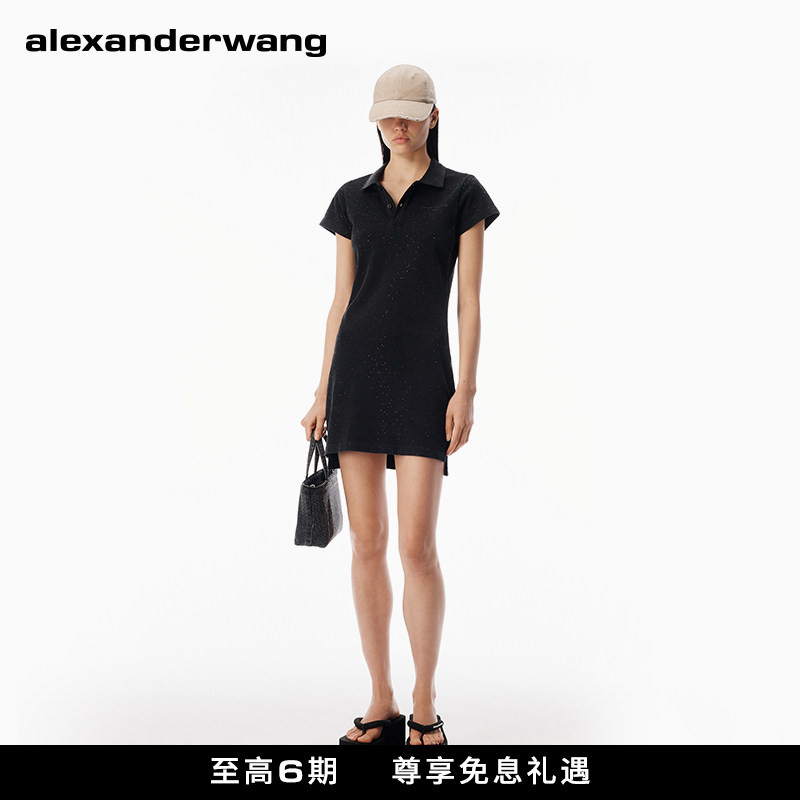 [Summer New Style] Alexanderwang Alexander Wang Official Artificial Crystal Slim-Fit Polo Dress