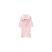 Chinese Valentines Day gift] alexanderwang Ms. Alexander Wang polo rib knitted short-sleeved pullover