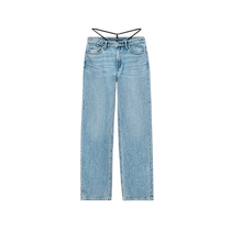 Chinese Valentines Day gift] alexanderwang Alexander Wang logo decorated thong with stacked jeans