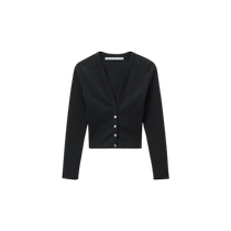 alexanderwang womens logo-embellished short v-neck long-sleeved cardigan