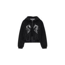 50% off selected items] alexanderwang Alexander Wang dragon pattern artificial crystal zipper hoodie jacket