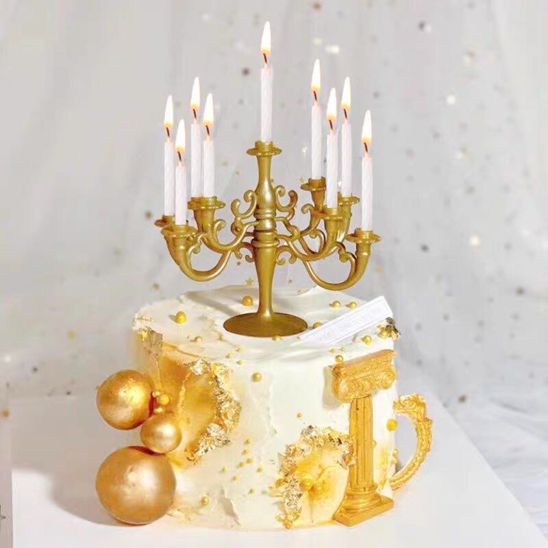 Baking Cake Decoration Eu Style Retro Luxurious Antique Bronze Gold And Silver Birthday Wax Candle Holder Romantic Creative Candle Holder Dress-Taobao