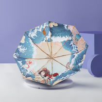 Double-layer sun umbrella sunny and rainy dual-use folding super sunscreen anti-ultraviolet female vinyl parasol upf50 umbrella