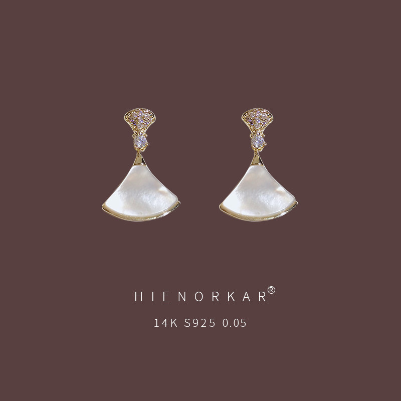 Shell Korea Earrings 2022 New Wave Advanced Sensual Mesh Red Temperamental Ear Clip Without Earbuds Pure Silver Earshot Female Earshot