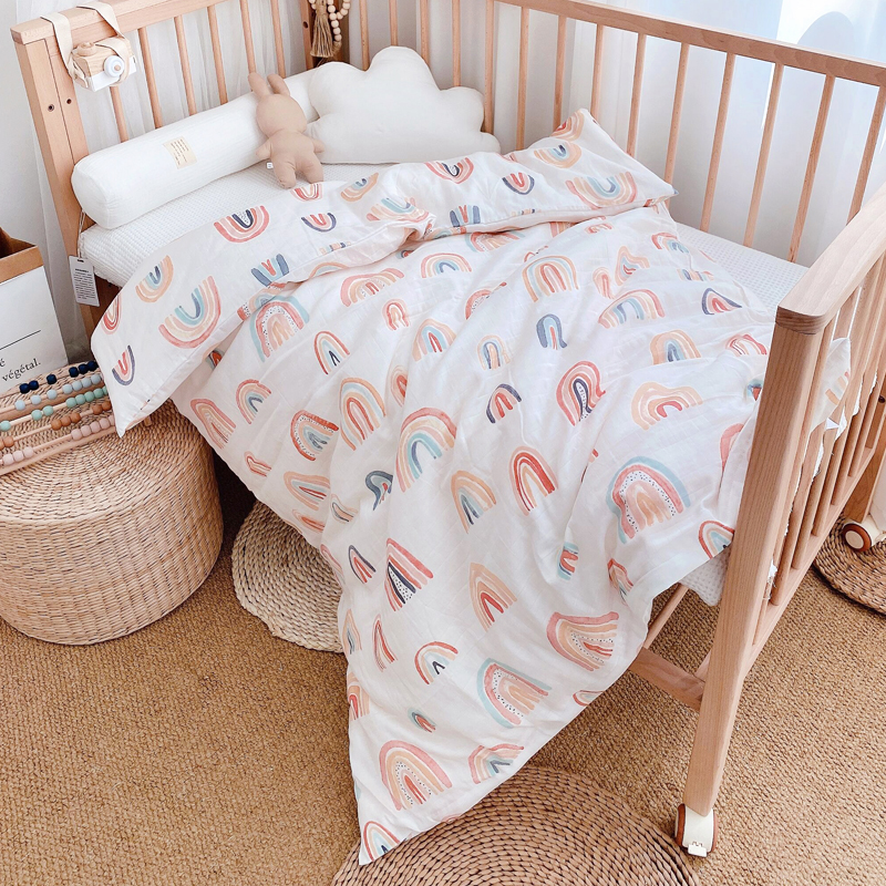 Love Yins Planet Rainbow Hot Air Balloon Muslin Full Cotton Gauze Newborn Baby Children by Single Student 4 Season Quilt