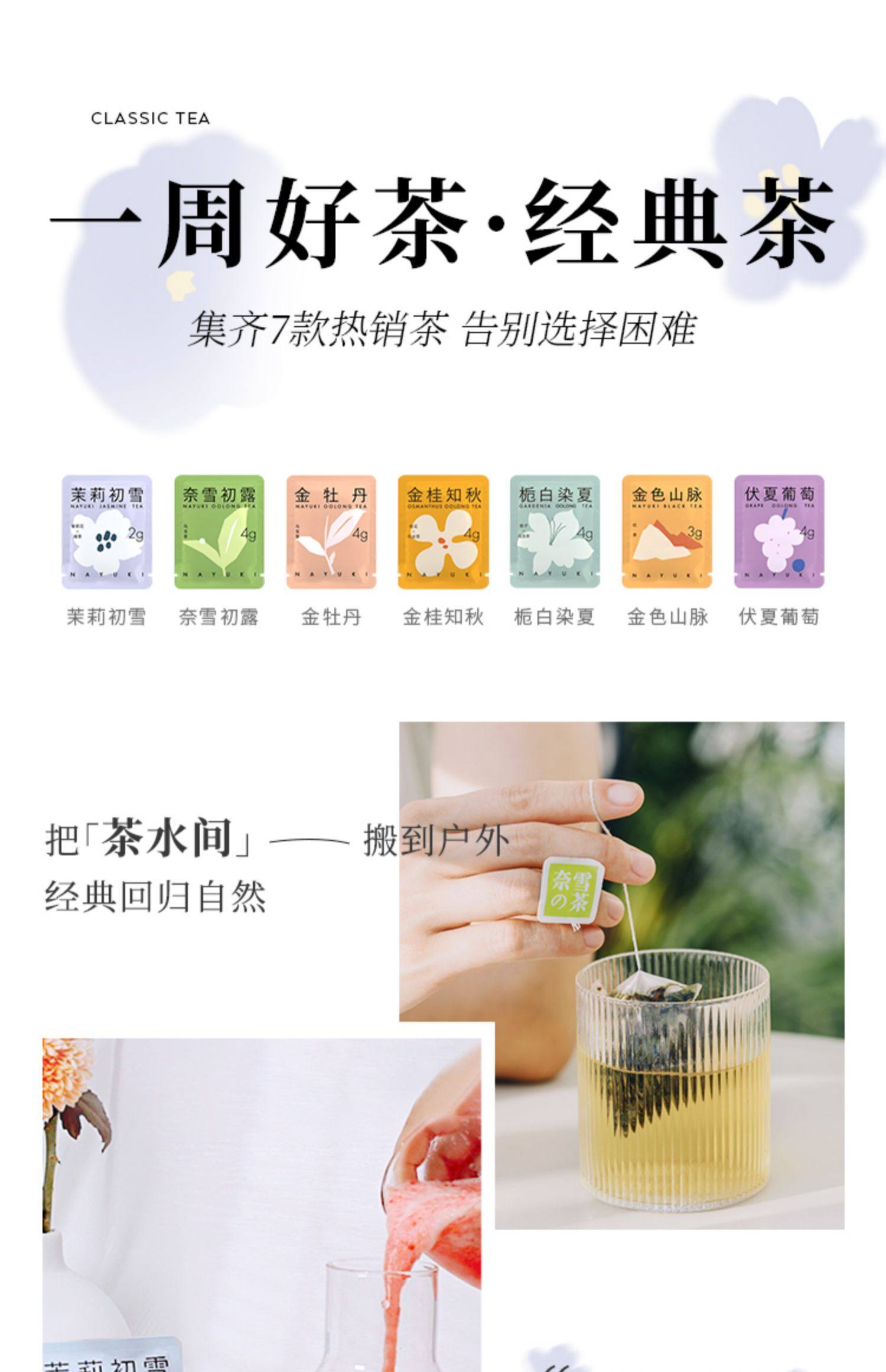 【中國直郵】奈雪的茶 一週好茶 茶包冷泡水果茶花茶多口味 花茶系列 7袋/盒