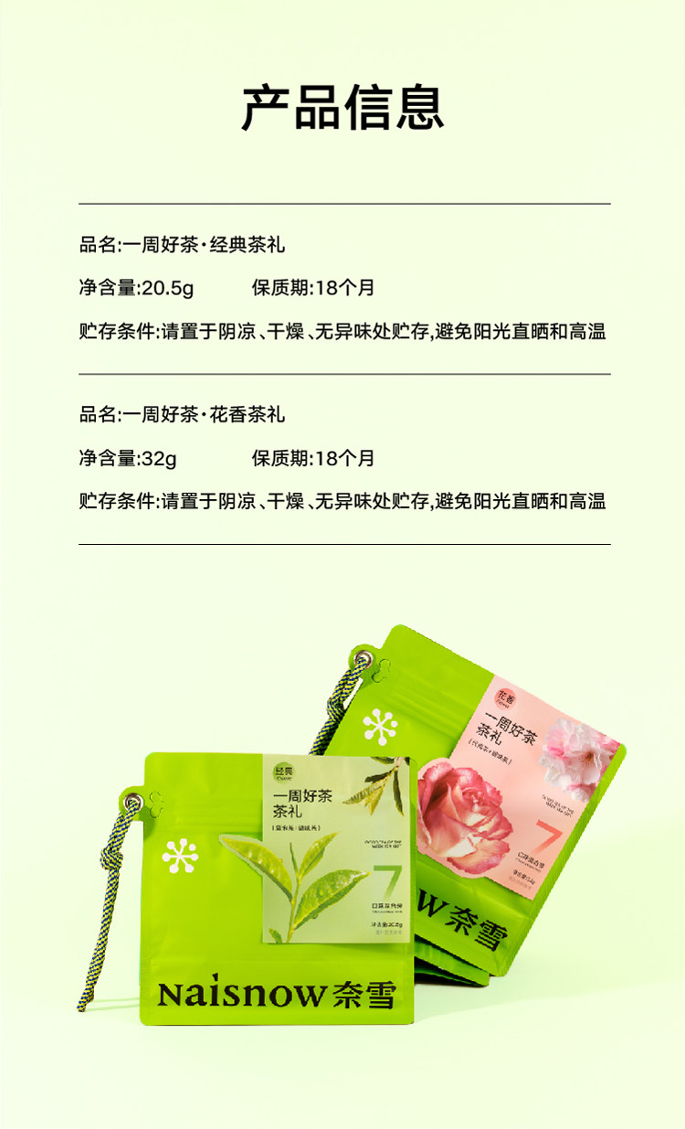 【中国直邮】 奈雪的茶 一周好茶 茶礼盒 奈雪果茶63g