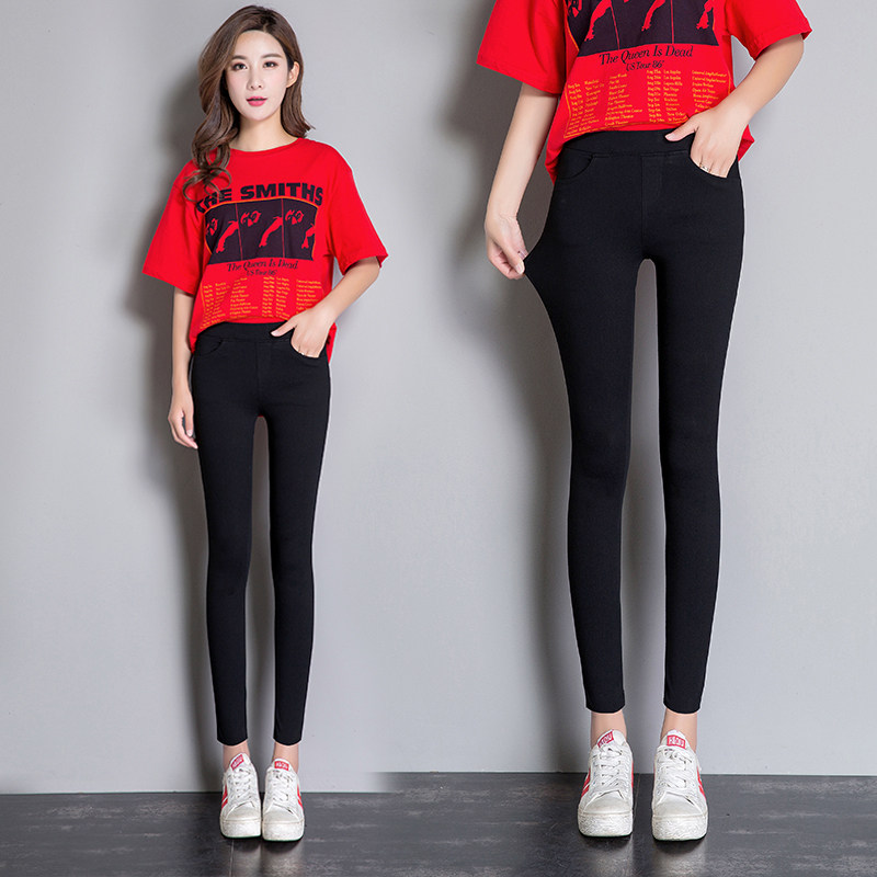 Spring and Autumn's new inner pants, women's outer wear, large size, high waist, all-match, tight-fitting, thin, black feet, magic pencil pants, trendy