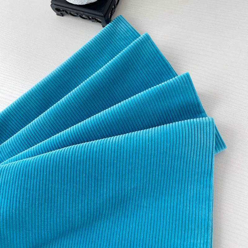 Clear and Bright Aqua Blue ~ Pure Cotton Corduroy Material, Spring and Autumn Washed Cotton Corduroy Pants Fabric
