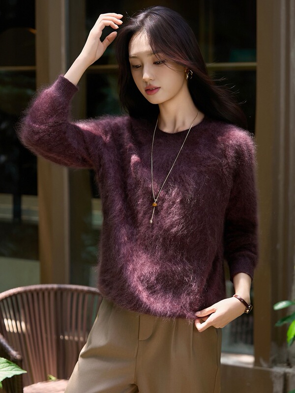 Highly Recommended Brushed Cashmere Sweater for Women, Round Neck, Lazy Style, New Loose and Thickened Model for Autumn and Winter 2025