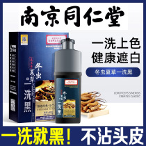 Nanjing Tongrentang Yishang black pure plant white to black cover white hair dye becomes black dyeing shampoo