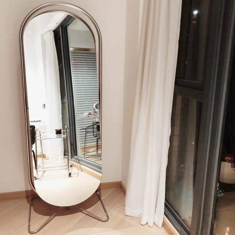 Home Full Body Mirror Girl Auditoring Design SensorsDressing Mirror Floor Hanging Frame Red Mobile Skin Mirror