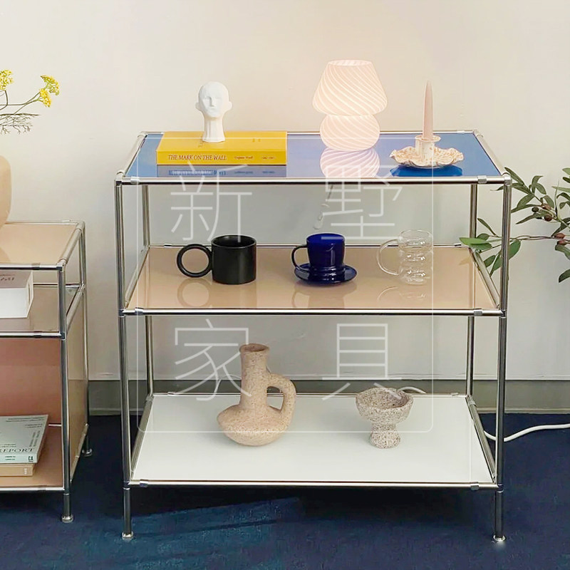 Nordic Teenage Girl Bedroom Renovation Bedside Cabinet Folk Sleeping Light Lavish Sofa Edge A Few Shelves Containing Cabinet Iron Art Bed Head Cabinet