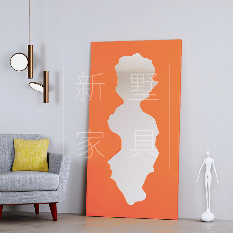 ins net celebrity against the wall special-shaped mirror creative color decorative mirror floor art porch mirror women's clothing store full-length mirror