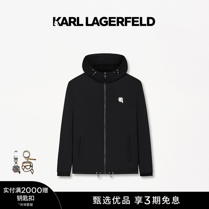 Karl Lagerfeld Black Casual Jacket Spring Top Men's Coat Lvmh Men's Clothing
