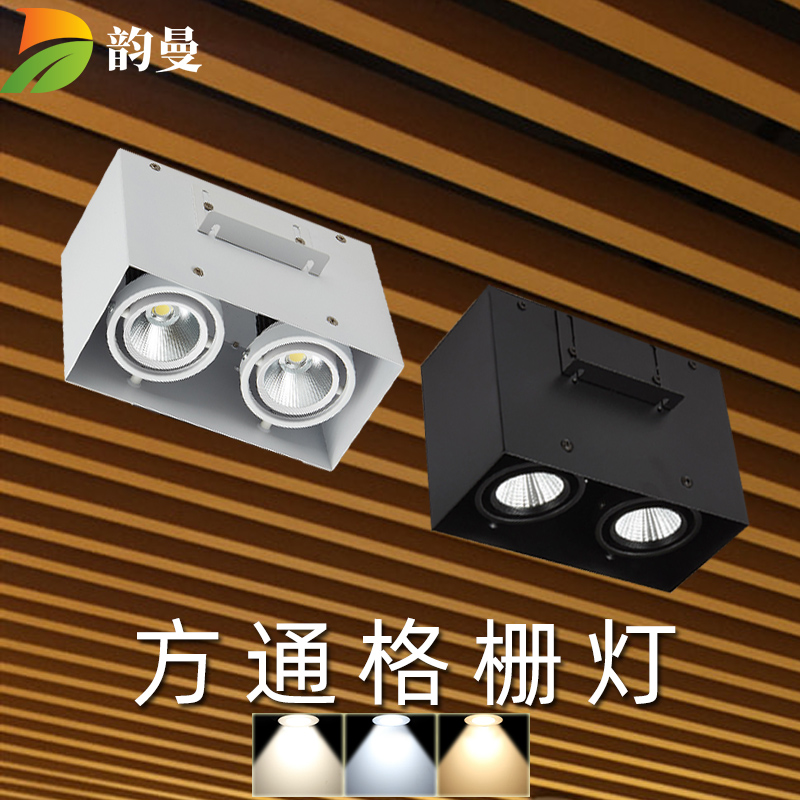 Grille Aluminum Square Pass Suspended Ceiling Single Double Head Recessed LED Downlight Spotlight Shop Aisle Dining Room Showroom Light