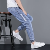 Летние тонкие джинсы, трендовые штаны для отдыха, эластичная талия, свободный прямой крой, коллекция 2021