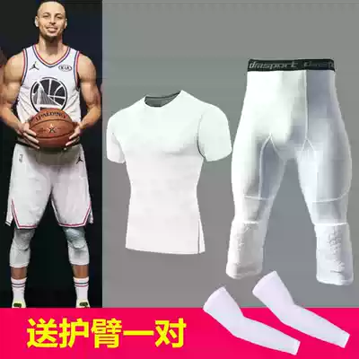 Basketball knee pads Capri pants with honeycomb one anti-collision White playing sports bottoming leggings leggings pantyhose