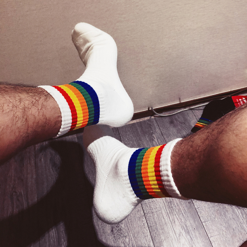 3 Pairs of Rainbow Striped Sports Socks, Pure Cotton, Thickened Towel Bottom, Mid-Calf Men's Socks, Sweat-Absorbent, Odor-Resistant Basketball Socks, Football Socks 3 Pairs of Rainbow Striped Sports Socks, Pure Cotton, Thickened Towel Bottom, Mid-Calf Men's Socks, Sweat-Absorbent, Odor-Resistant Basketball Socks, Football Socks
