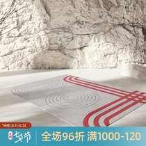 (Jiayin)New Chinese style Chinese red wedding villa carpet line Bedroom living room coffee table pad Wool blanket