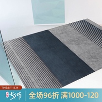 (Jiayin original)Minimalist Tibetan blue carpet handmade wool living room coffee table blanket Bedroom bedside blanket customization