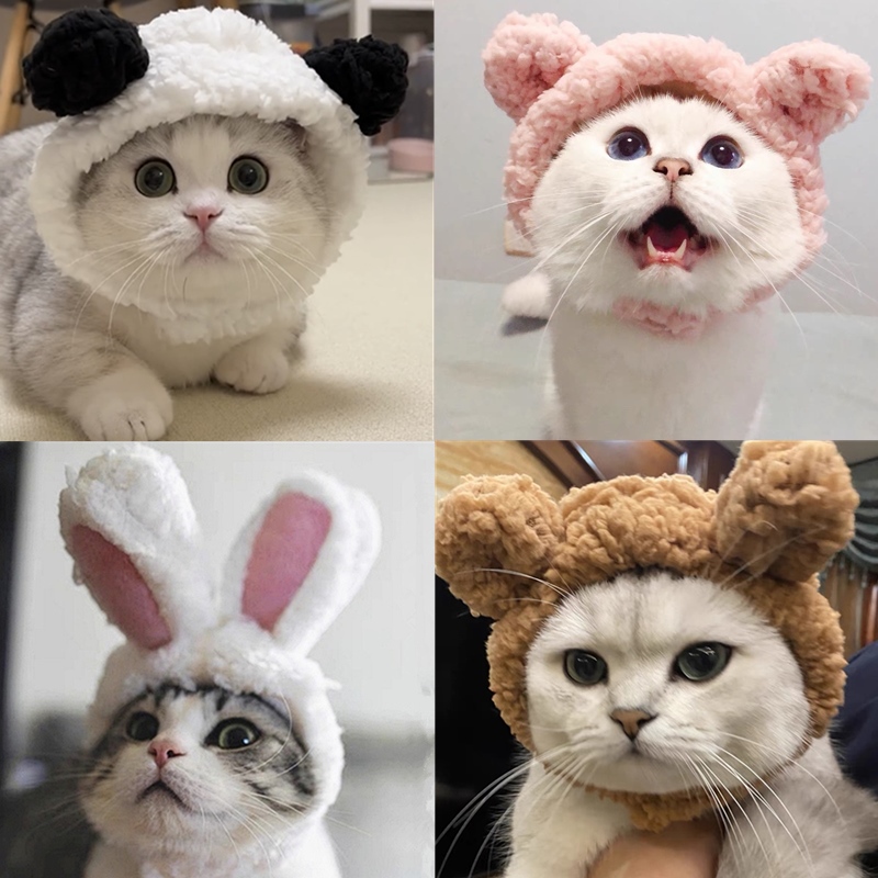 Kitty Cute Changing Dress Headgear Cat Head Accessories Dog Birthday Hat Knit Frog Rabbit Lions Small Bear Pet Hat-Taobao