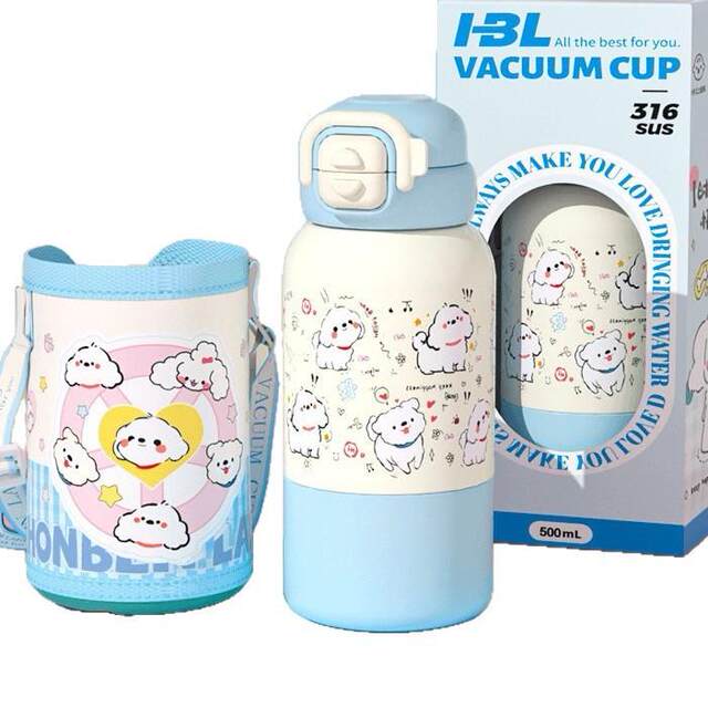 Children's Thermos Cup with Straw 316 Food Grade Water Bottle for Boys and Girls, Primary School Students, Infants, and School Water Bottles
