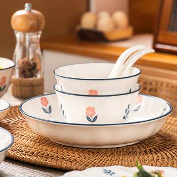 Shunxiang Ceramic Bowl and Plate Set, Home-Use Dinner Plates, Warm and Cozy Rice Bowls, High Aesthetic Value