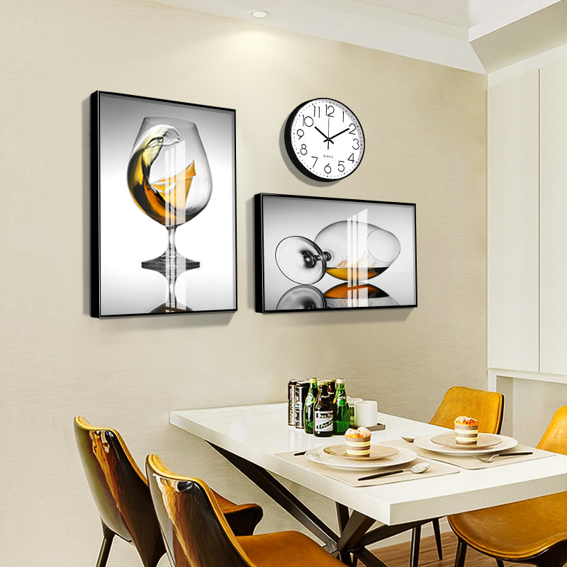 Nordic Wind Dining Hall Decoration Painting Kitchen Dining Room Wall Decoration Hanging and painting Department Modern Brief Hanging Bell Wine Glass Fresco