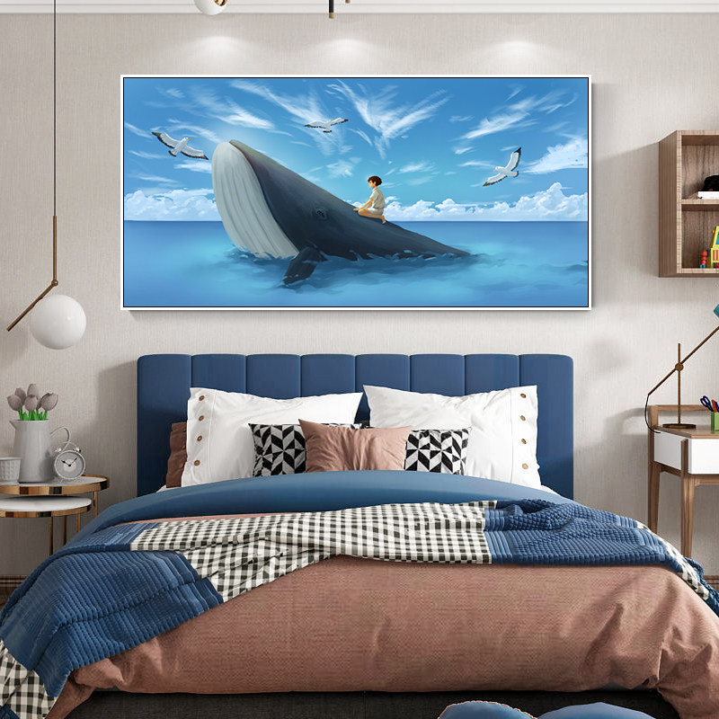 Children's room decoration painting boy girl Nordic living room sofa painting modern minimalist warm bedroom bedside mural