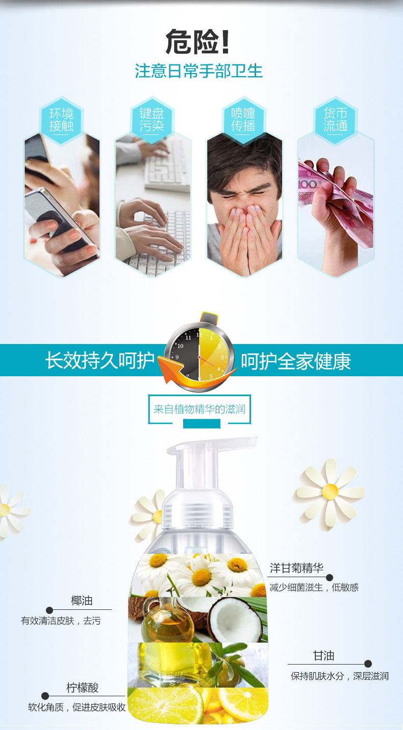 隆力奇 抑菌泡沫洗手液 500ml*4瓶 图3