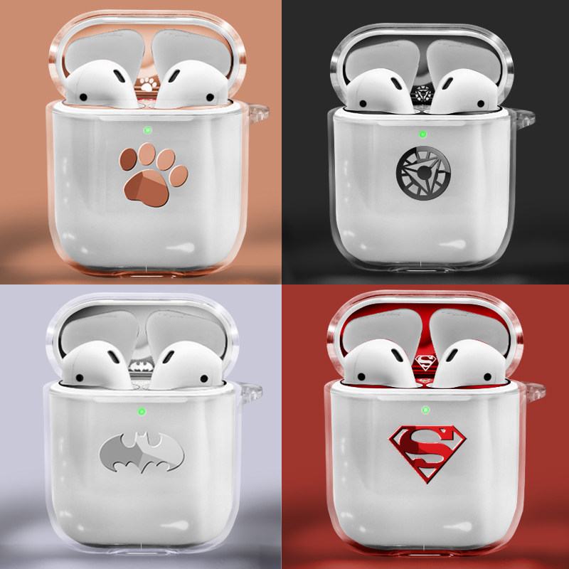 Suitable for airpods protective cover transparent silicone Apple mobile phone 2nd generation wireless earphone dustproof sticker airpods charging box cover ipod soft protective shell tide brand sticker second generation ins set