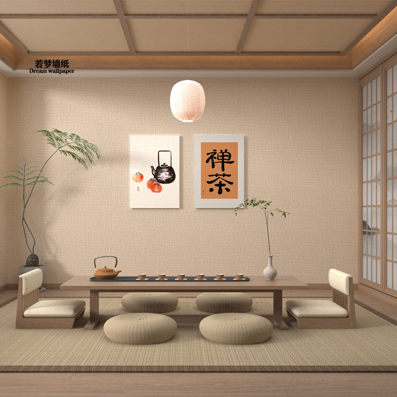 Wall Paper Self-Adhesive Day Style Linen Tea Room New Chinese Style Bedroom Living Room Home Background Wall Waterproof Damp-proof wallpaper sticker-Taobao