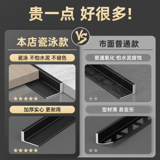 Aluminum alloy tiles L-shaped edge strips, positive corner edge strips, right-angle edge strips, floor tiles, one-word split decorative strips