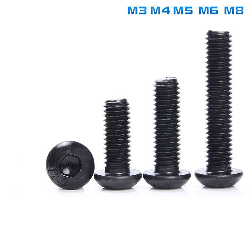 M3M4M5M6M8M10 12 9 grade high-strength semicircular head hexagonal screw black disc head bolt screw mm
