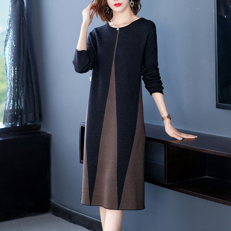 Di Tudun Medium Long Version Knit Undershirt Dress Lady Sweater Dress Autumn Dress 2021 New Foreign Pie Dress