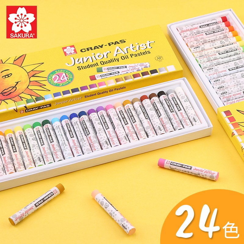Japan Sakura Sakura brand oil painting stick 24 color wax pen kindergarten baby brush set coloring color graffiti color pen oilification stick children washable non-dirty hand crayon elementary school students