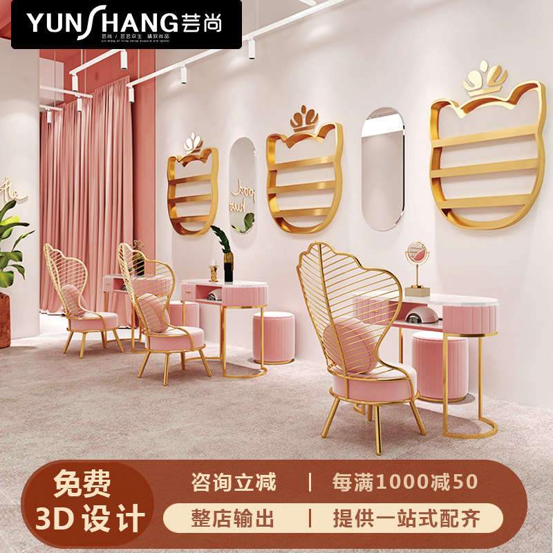 Nordic ins manicure table makeup table and stool double manicure table and chair net red marble manicure table and chair set combination