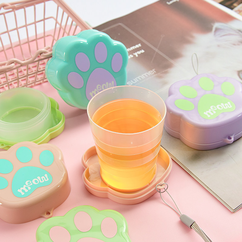 Folding water cup cute female student children outdoor travel portable take-away mini large-capacity water cup carry-on cup