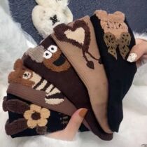 Socks womens autumn and winter sweat-absorbing AB version plush accessories fast hand vibrato long tube all-match ins tide sports Japanese outer wear