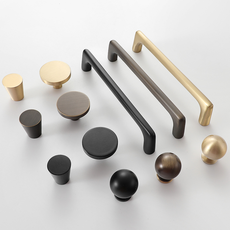 Brass solid drawer single hole modern minimalist wardrobe overall cabinet handle pure copper gold light luxury full copper handle