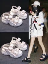 Yerkang official fashion sandals womens summer 2021 New bottom thick bottom high buckle summer tide shoes
