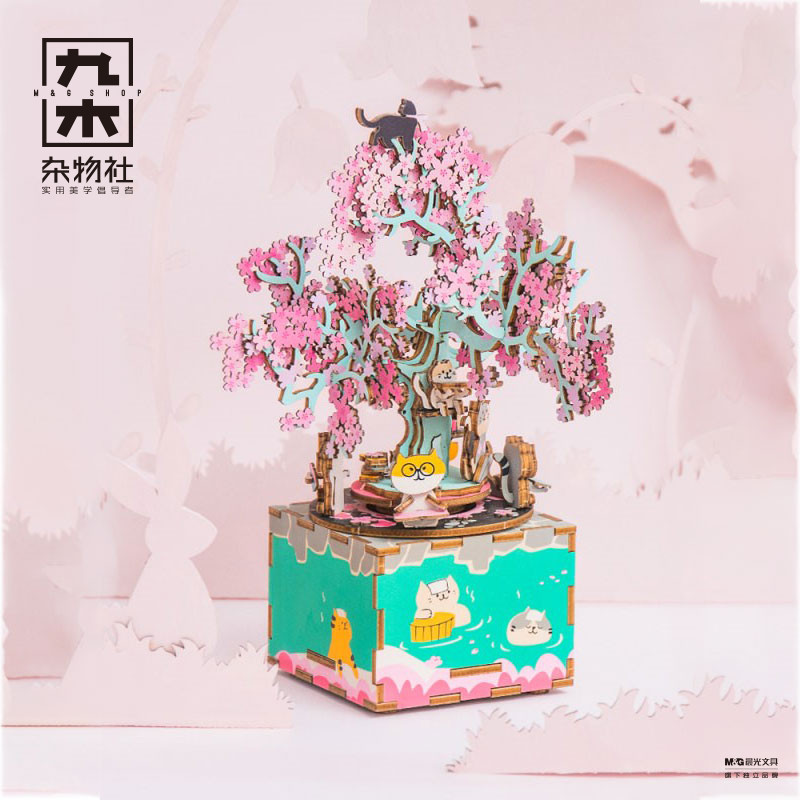 Nine wood debris society if the state if to DIY music box Under the cherry tree girl music box Tanabata gift to his girlfriend